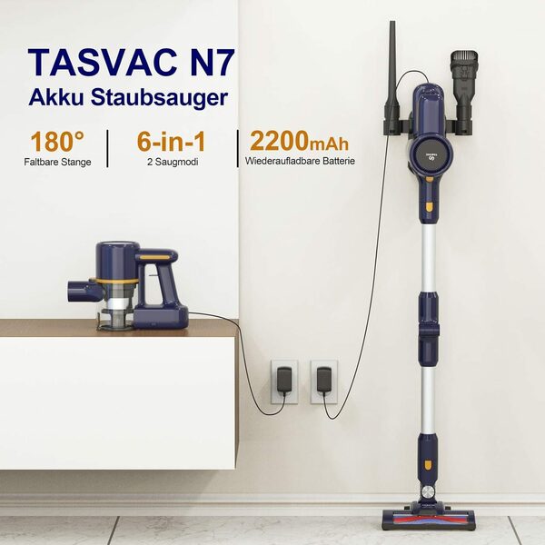 Bild 3 von TASVAC Akku-Stielstaubsauger TASVAC, 250,00 W, Akku Staubsauger, 25KPa, 55 Minuten, Akku-Hand-und Stielstaubsauger
