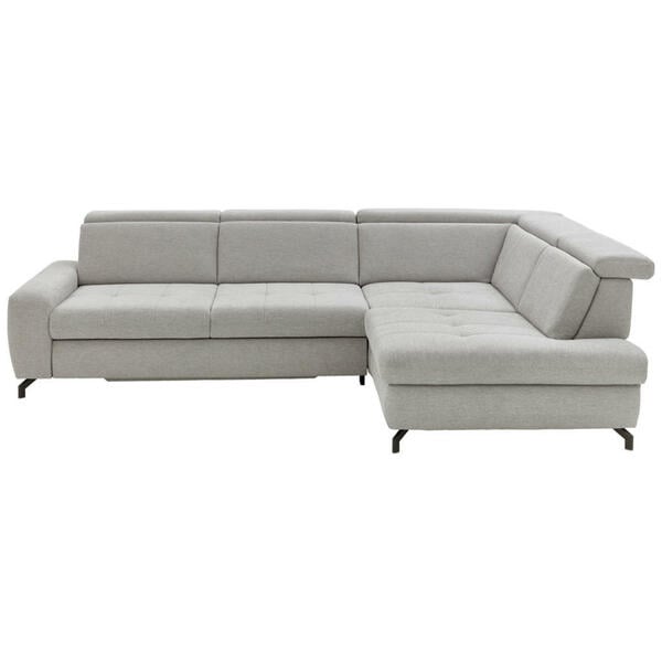 Bild 1 von Beldomo Style Ecksofa, Hellgrau, Textil, 3-4-Sitzer, L-Form, Ottomane rechts, 310x220 cm, Fußauswahl, Sitzqualitäten, seitenverkehrt erhältlich, Hocker Armteil links, Wohnzimmer, Sofas & Couches,