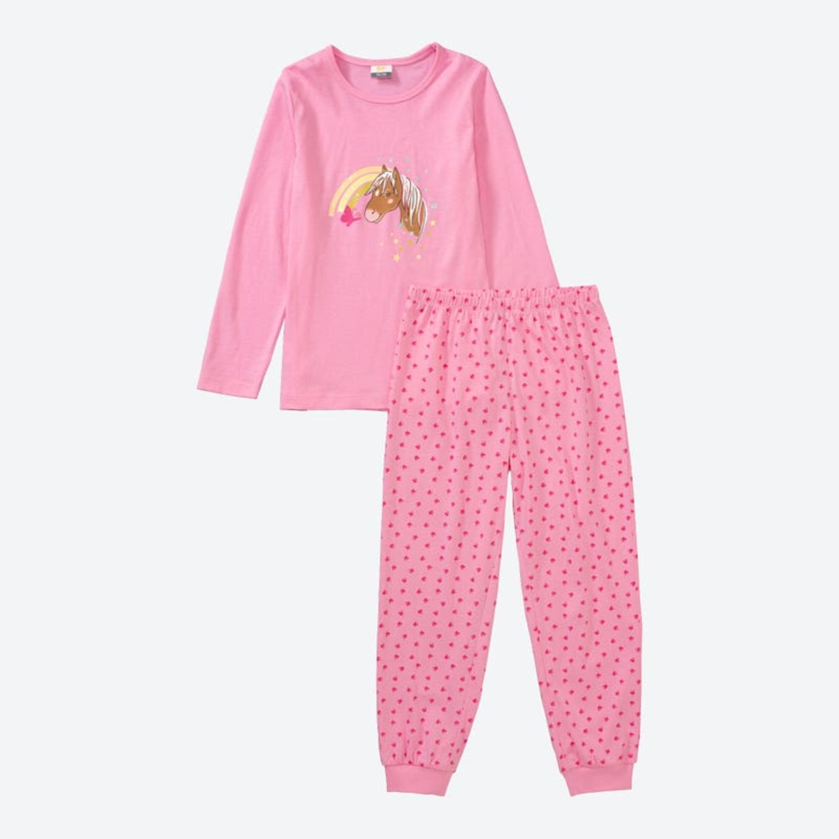 Bild 1 von Mädchen-Schlafanzug mit Pferde-Frontaufdruck, 2-teilig