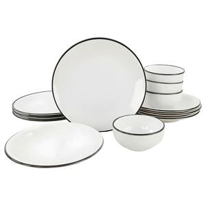 Kombiservice, Weiß, Keramik, 12-teilig, Abstraktes, 26x26x4 cm, lebensmittelecht, Essen & Trinken, Geschirr, Geschirr-Sets, Kombiservice