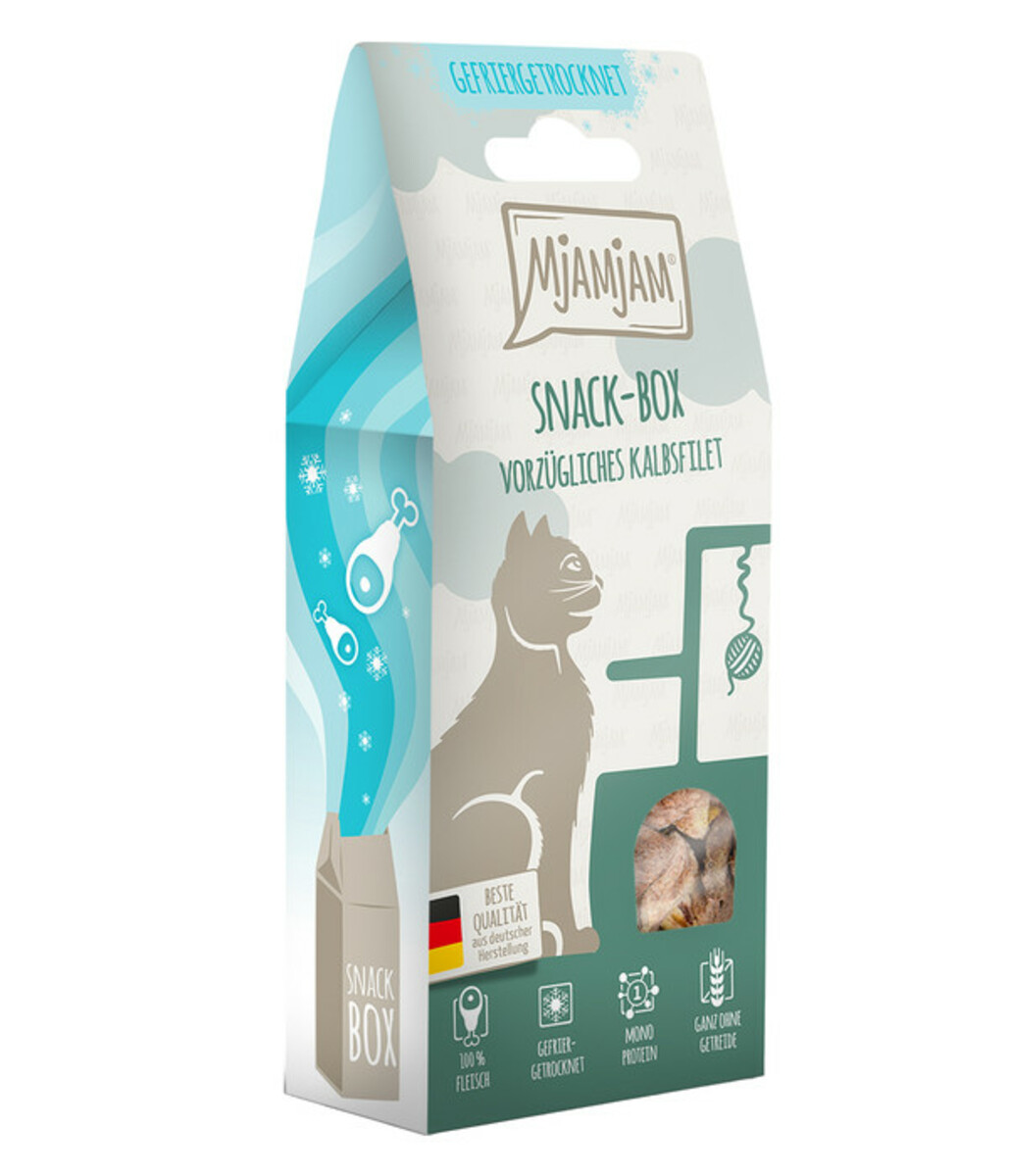 Bild 1 von MjAMjAM® Katzensnack Snackbox vorzügliches Kalbsfilet, Adult, 35 g