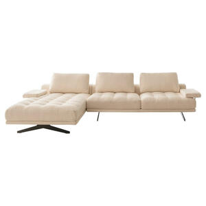 Livetastic Ecksofa, Creme, Textil, 3-Sitzer, Ottomane links, L-Form, 323x192 cm, Wohnzimmer, Sofas & Couches, Wohnlandschaften, Ecksofas