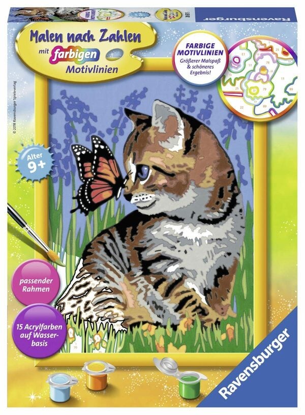 Bild 1 von Ravensburger Malen nach Zahlen Katze mit Schmetterling, Made in Europe, FSC® - schützt Wald - weltweit