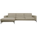 Bild 1 von Livetastic Ecksofa, Greige, Leder, Echtleder, Rindleder, Kiefer, Kautschukholz, Meranti, Sperrholz, Hartholz, 4-Sitzer, Ottomane links, L-Form, 193x175 cm, Rücken echt, Wohnzimmer, Sofas & Couches,