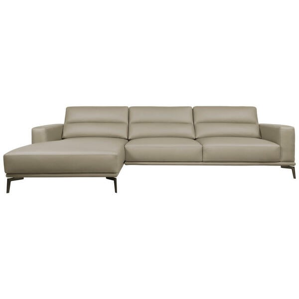 Bild 1 von Livetastic Ecksofa, Greige, Leder, Echtleder, Rindleder, Kiefer, Kautschukholz, Meranti, Sperrholz, Hartholz, 4-Sitzer, Ottomane links, L-Form, 193x175 cm, Rücken echt, Wohnzimmer, Sofas & Couches,