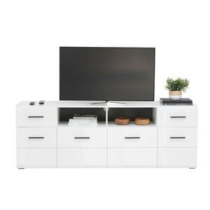 Mid.you Tv-Element Avanti, Anthrazit, Weiß, Holzwerkstoff, 4 Fächer, 2 Schubladen, 180x63.7x41.6 cm, Wohnzimmer, TV Möbel, TV-Elemente