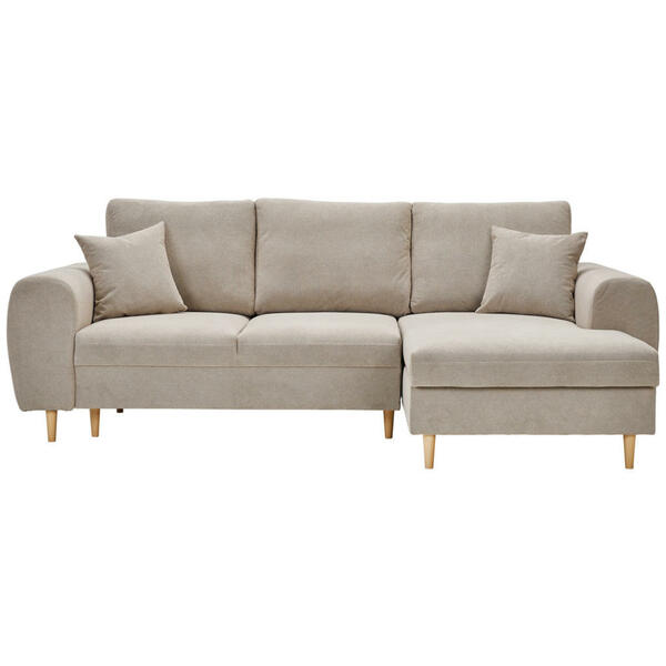 Bild 1 von Carryhome Ecksofa, Beige, Textil, Buche, vollmassiv, 3-Sitzer, Füllung: Polyurethan (PUR),Polyurethan (Pur), Ottomane rechts, L-Form, 250x145 cm, Fußauswahl, Stoffauswahl, Liegefunktion, seitenverk