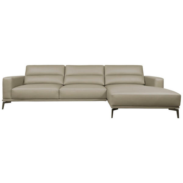 Bild 1 von Livetastic Ecksofa, Greige, Leder, Echtleder, Rindleder, Kiefer, Kautschukholz, Meranti, Sperrholz, Hartholz, 4-Sitzer, Ottomane rechts, L-Form, 193x175 cm, Rücken echt, Wohnzimmer, Sofas & Couches,