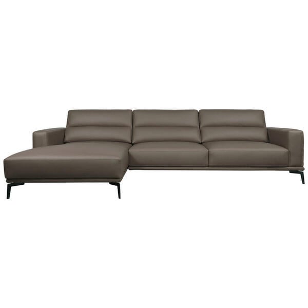 Bild 1 von Livetastic Ecksofa, Grau, Leder, Echtleder, Rindleder, Kiefer, Kautschukholz, Meranti, Sperrholz, Hartholz, 4-Sitzer, Ottomane links, L-Form, 193x175 cm, Rücken echt, Wohnzimmer, Sofas & Couches, Wo