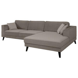 Mid.you Ecksofa, Grau, Textil, Wenge, 5-Sitzer, Ottomane rechts, L-Form, 308x167 cm, seitenverkehrt erhältlich, Hocker Rücken echt, Armteil links, rechts, Wohnzimmer, Sofas & Couches, Wohnlandschaf