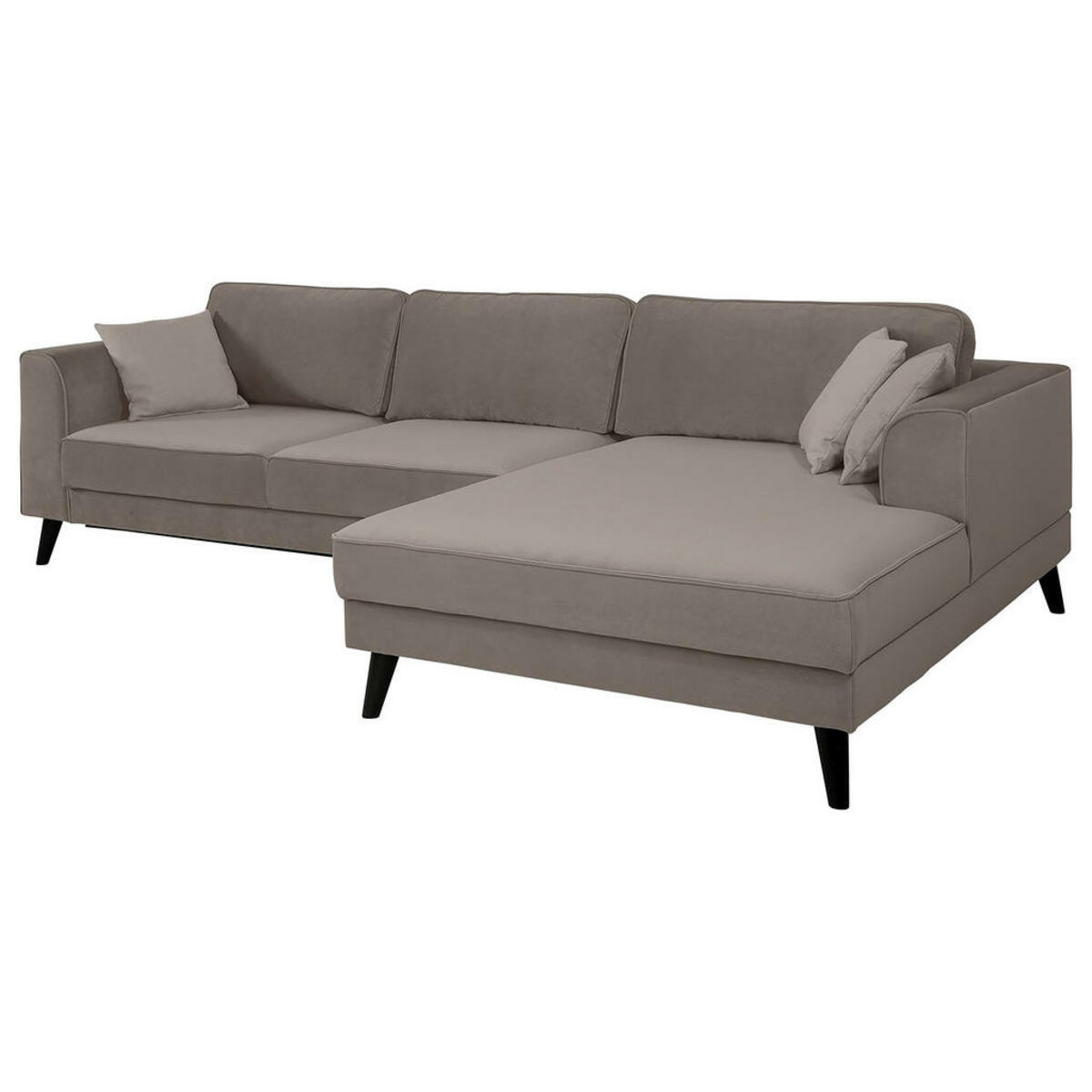 Bild 1 von Mid.you Ecksofa, Grau, Textil, Wenge, 5-Sitzer, Ottomane rechts, L-Form, 308x167 cm, seitenverkehrt erhältlich, Hocker Rücken echt, Armteil links, rechts, Wohnzimmer, Sofas & Couches, Wohnlandschaf