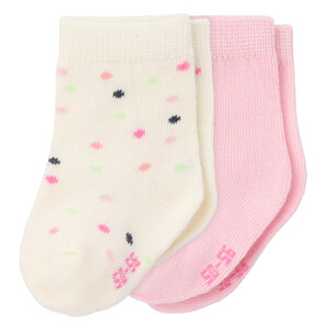 2 Paar Newborn Socken im Set CREMEWEISS / ROSA