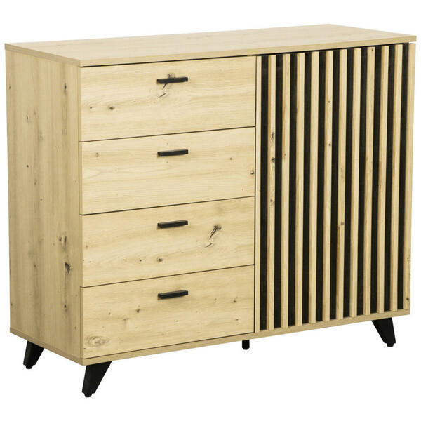 Bild 1 von Mid.you Sideboard, Schwarz, Eiche, Metall, 1 Fächer, 4 Schubladen, 103x40x86 cm, Bsci, Schlafzimmer, Schlafzimmer Kommoden