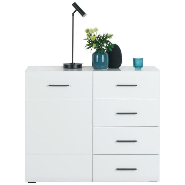 Bild 1 von Mid.you Kommode Avanti, Anthrazit, Weiß, Holzwerkstoff, 2 Fächer, 4 Schubladen, 100x84.6x41.6 cm, Garderobe, Garderoben Kommoden