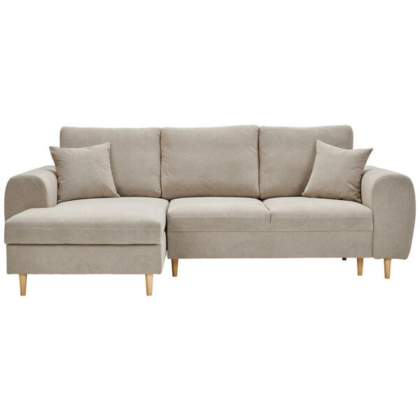 Bild 1 von Carryhome Ecksofa, Beige, Textil, Buche, vollmassiv, 3-Sitzer, Füllung: Polyurethan (PUR),Polyurethan (Pur), Ottomane links, L-Form, 250x145 cm, Fußauswahl, Stoffauswahl, Liegefunktion, seitenverke