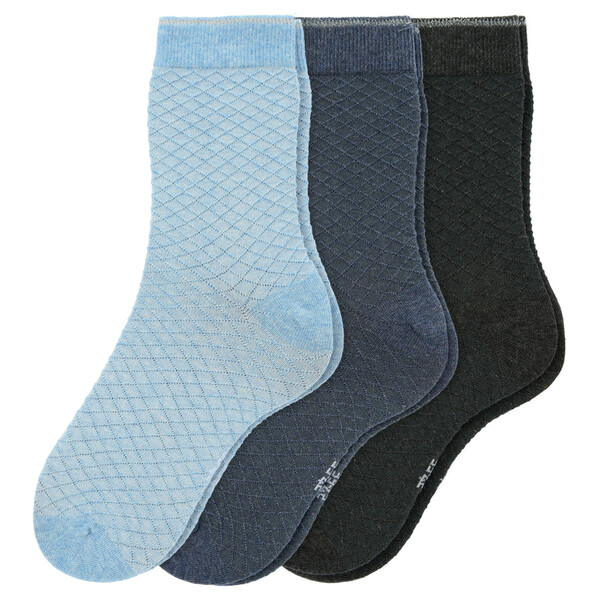 Bild 1 von 3 Paar Damen Socken mit Ajour-Muster HELLBLAU / BLAU / DUNKELBLAU