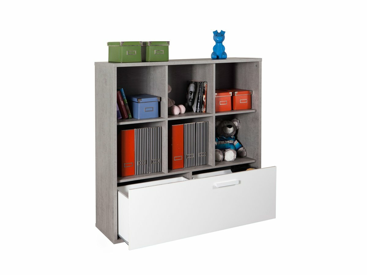 Bild 1 von Bücherregal Standregal Betonoptik - weiß 120 x 121 cm - 1 Schublade - MIPIACE