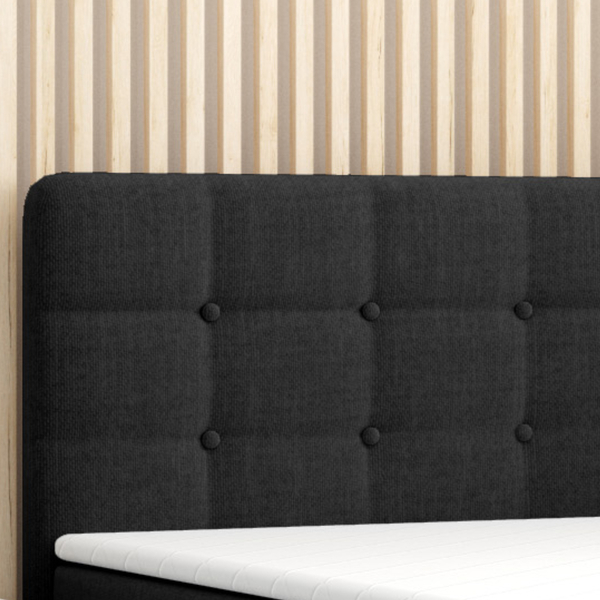 Bild 2 von Möbel Punkt Boxspringbett PRAG Chesterfield – Optik mit Bettkasten 180 x 200 cm Webstoff Schwarz Bet