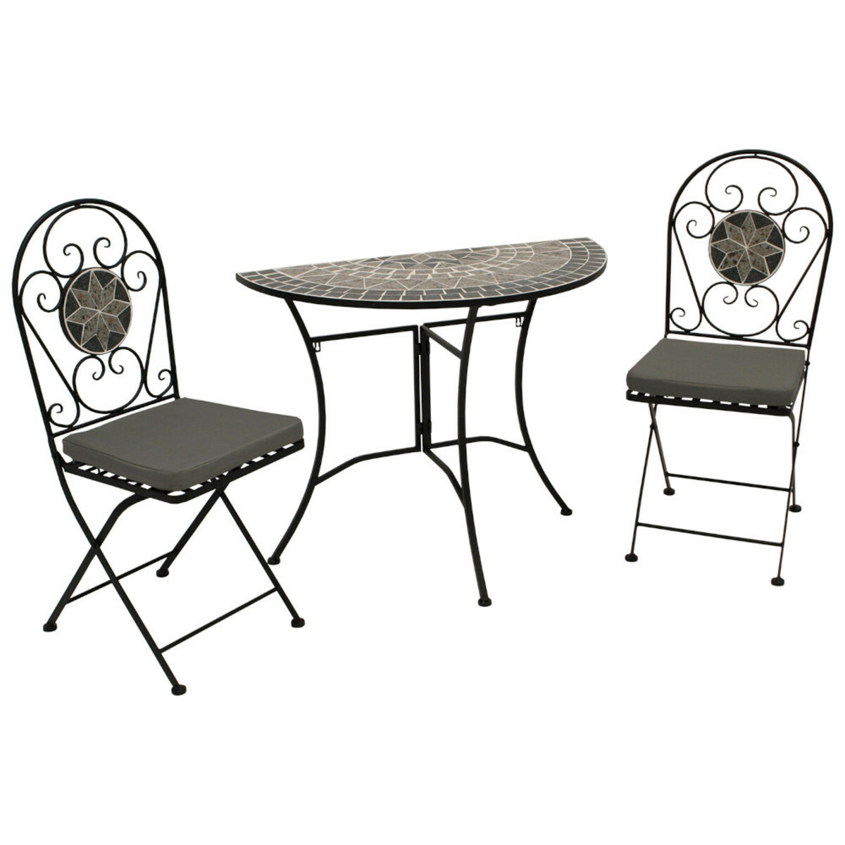 Bild 1 von Bistroset 3-teilig - 2 Klappstühle und ein halbrunder Mosaik-Tisch
