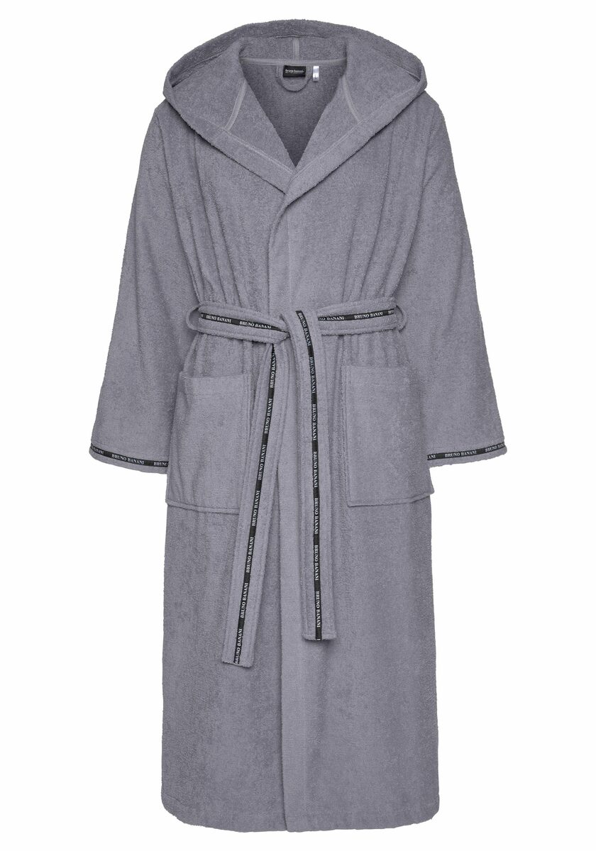 Bild 1 von Bruno Banani Herrenbademantel »Danny«, Langform, Walkfrottee, Kapuze, Gürtel, mit Logostreifen, Herren Bademantel aus 100% Baumwolle, S-4XL