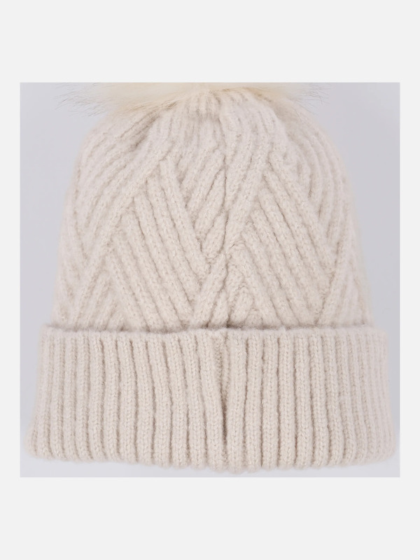 Bild 2 von Damen Strickmütze mit Bommel
                 
                                                        Weiß