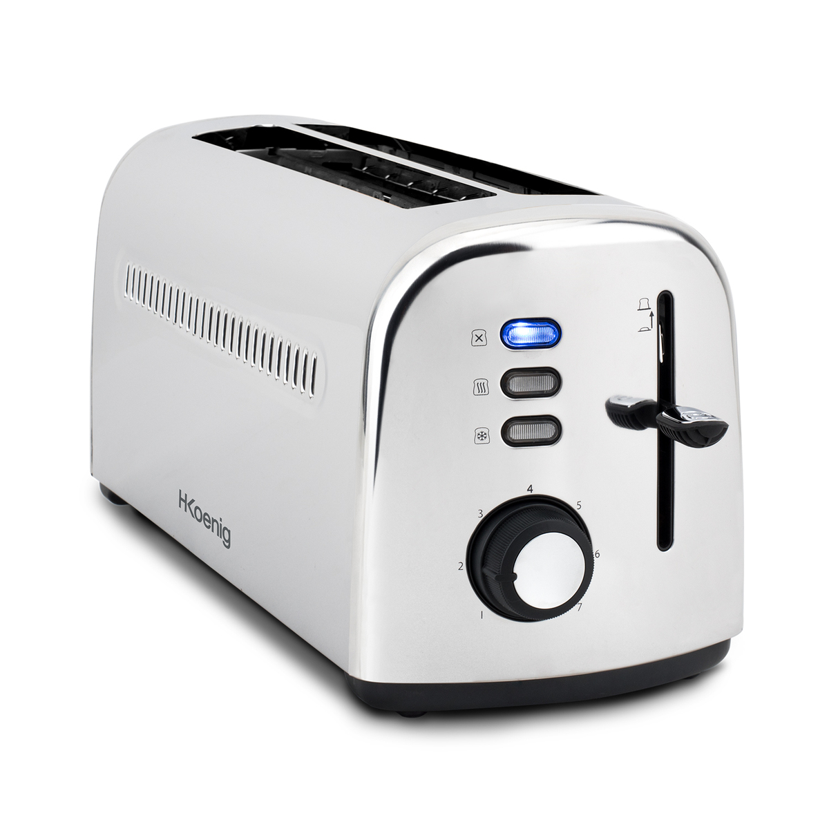 Bild 2 von H.Koenig  Toaster TOS32 /  Breite Schlitze 40mm /  Vintage /  Edelstahl /  7 Bräunungsstufen / Aufta