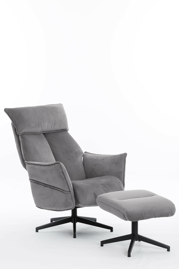 Bild 4 von Happy Home gepolsteter Relaxsessel mit Hocker HWP60-GRA grau