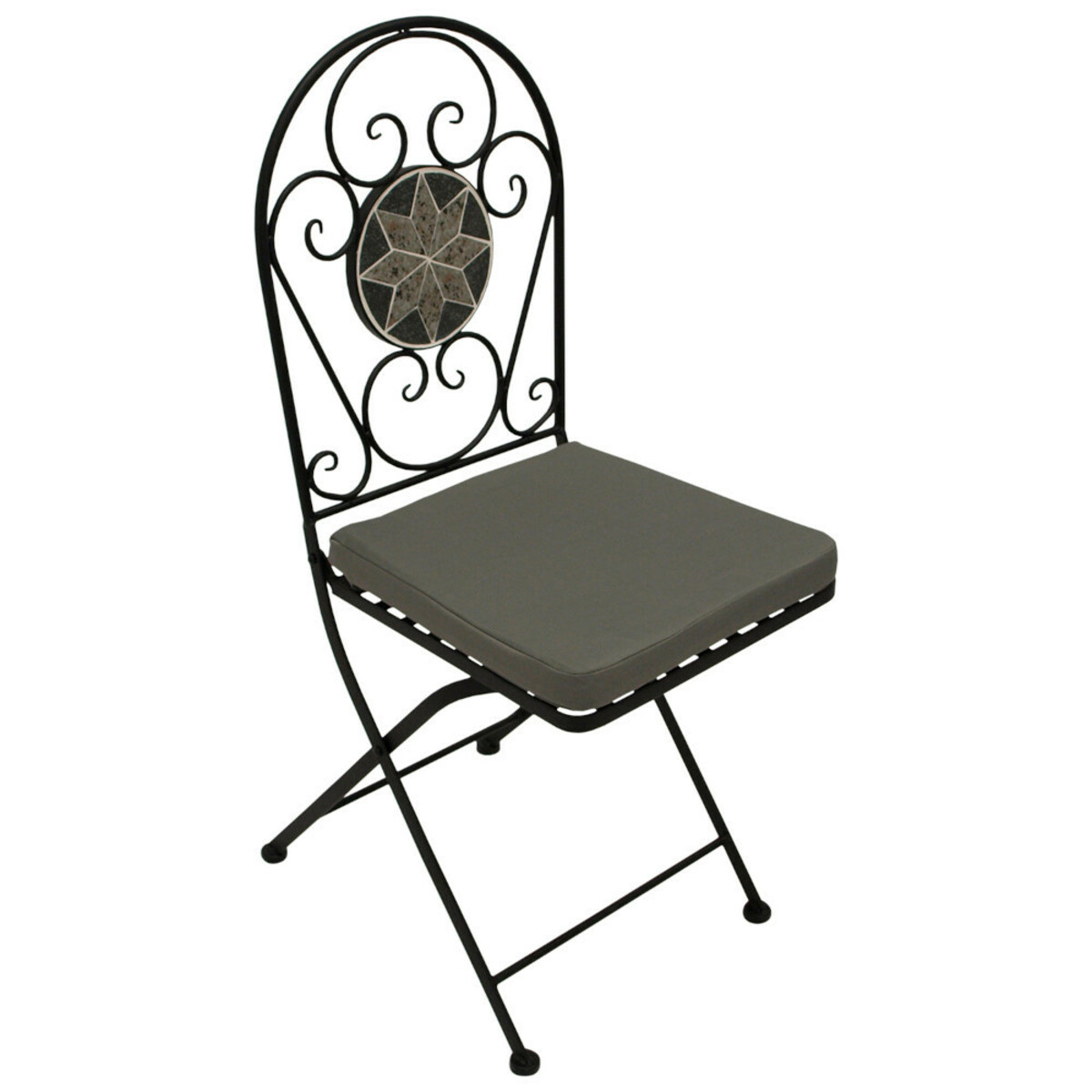 Bild 1 von Klappstuhl 2-er Set aus Eisen mit Mosaik-Verzierung in Grau
