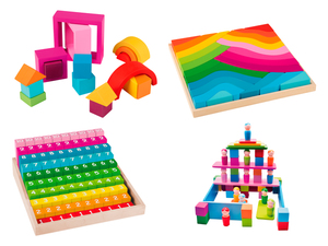 Playtive Regenbogen Spielsteine aus Holz, nach Montessori-Art
