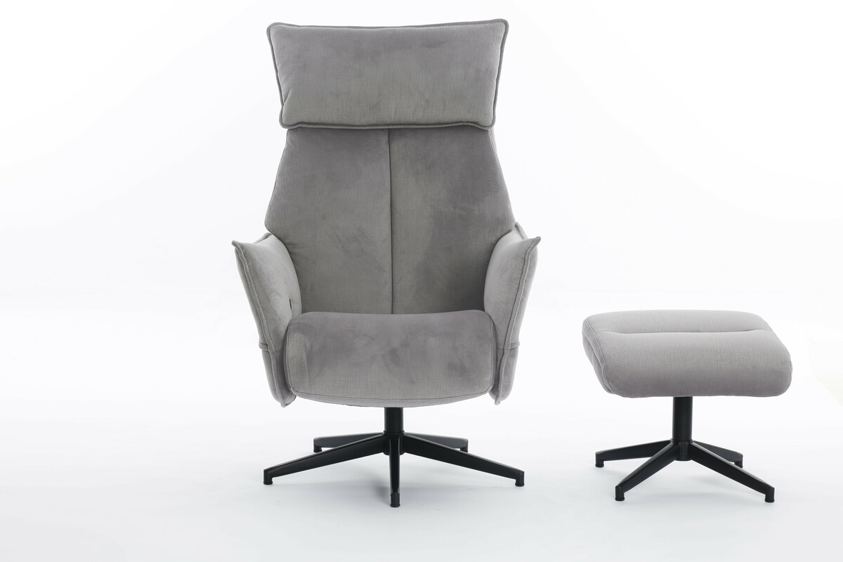 Bild 1 von Happy Home gepolsteter Relaxsessel mit Hocker HWP60-GRA grau