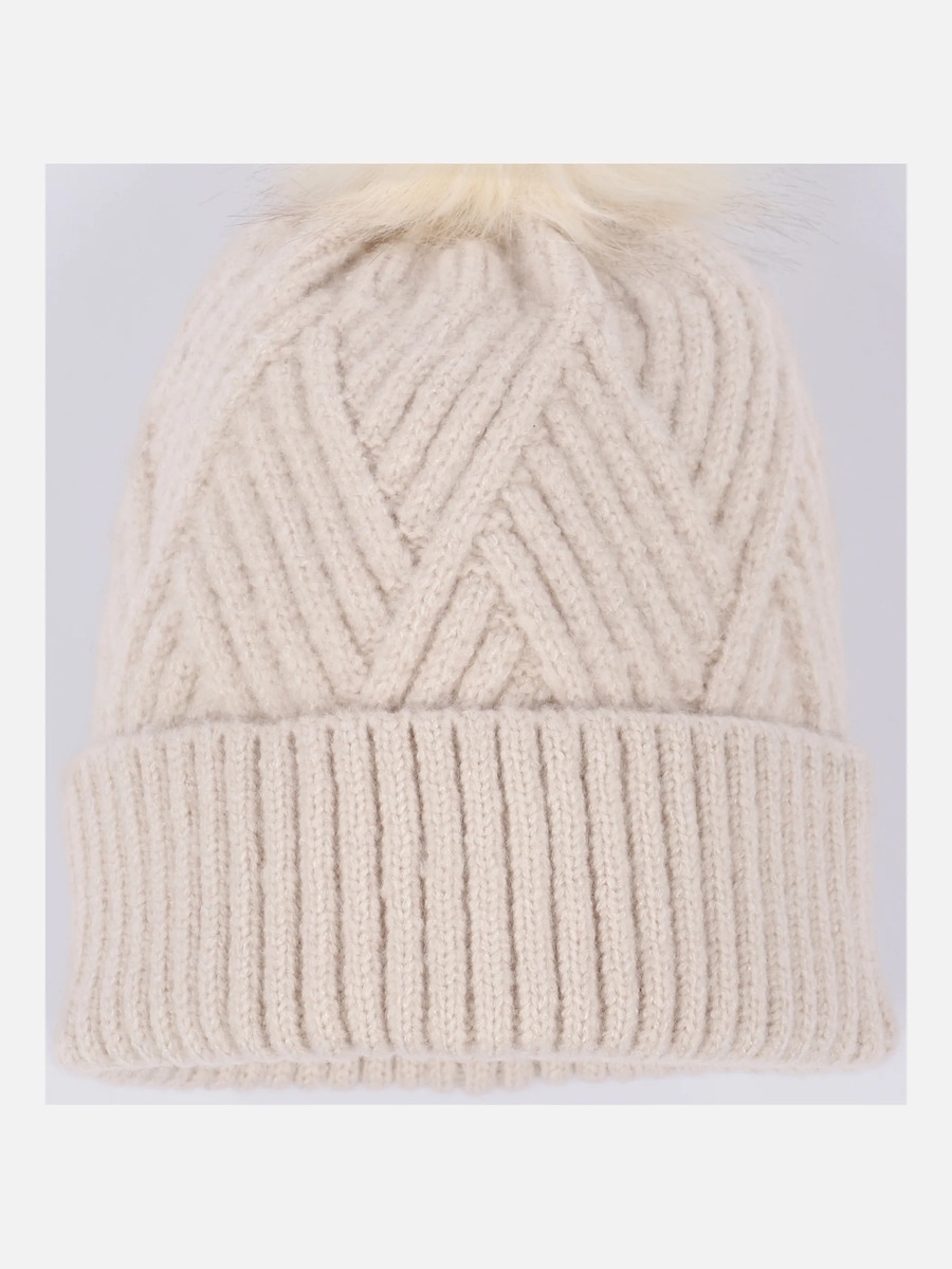 Bild 1 von Damen Strickmütze mit Bommel
                 
                                                        Weiß