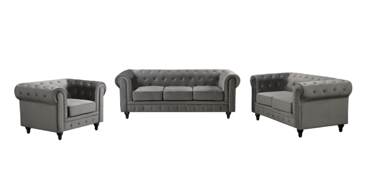 Bild 2 von Happy Home gepolsteter 3-2-1 Sitzer Sofa-Set HSP106-DGR dunkelgrau