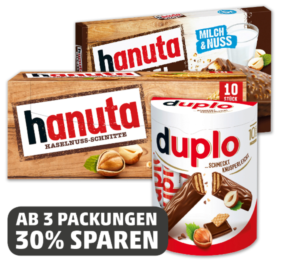 Bild 1 von Preis ab 3 Packungen FERRERO Duplo, Hanuta oder Hanuta Riegel