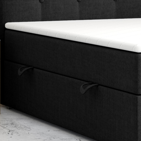 Bild 3 von Möbel Punkt Boxspringbett PRAG Chesterfield – Optik mit Bettkasten 180 x 200 cm Webstoff Schwarz Bet