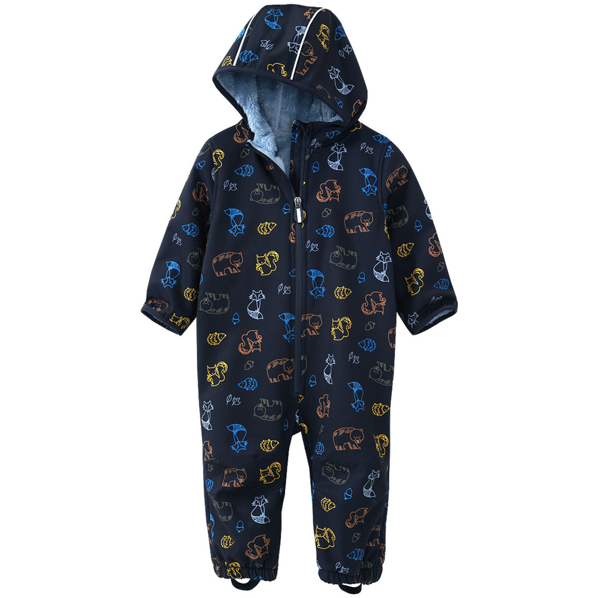 Bild 1 von Baby Softshell-Overall mit Tier-Allover DUNKELBLAU
