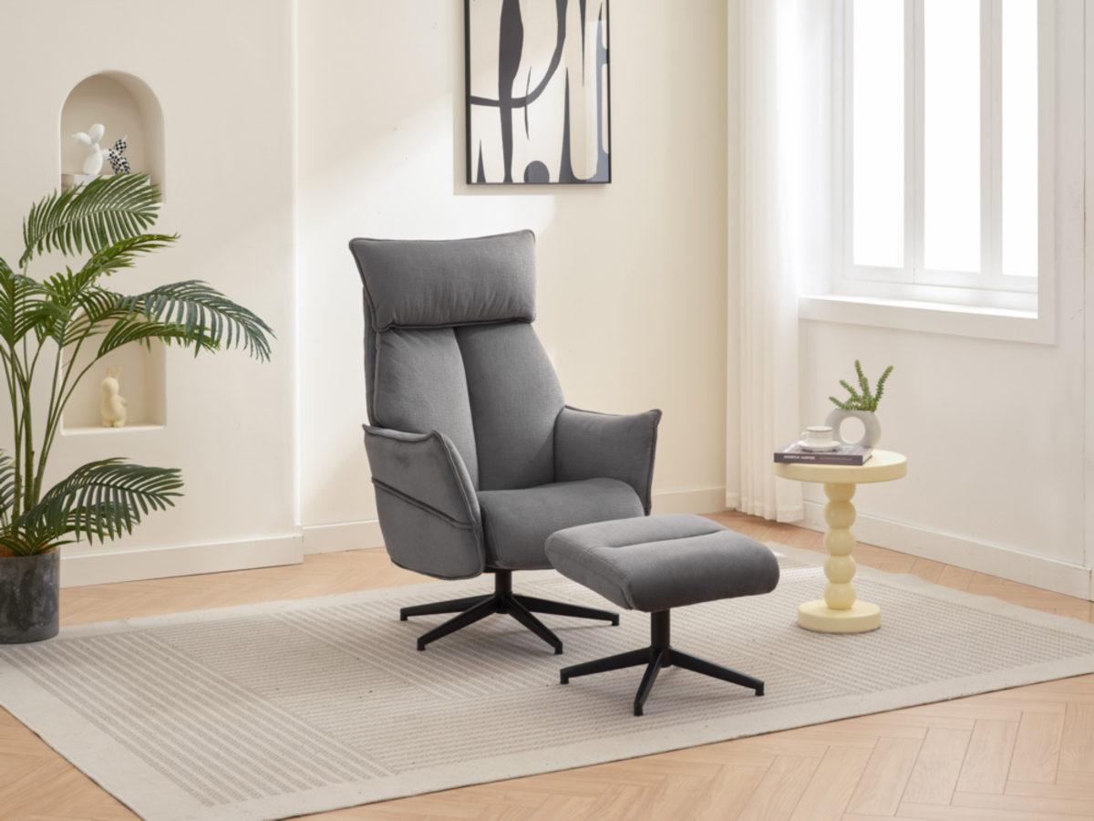 Bild 3 von Happy Home gepolsteter Relaxsessel mit Hocker HWP60-DGR dunkelgrau