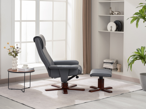 Bild 3 von Happy Home Relaxsessel mit Hocker HWP59-GRA grau & Holzbeine