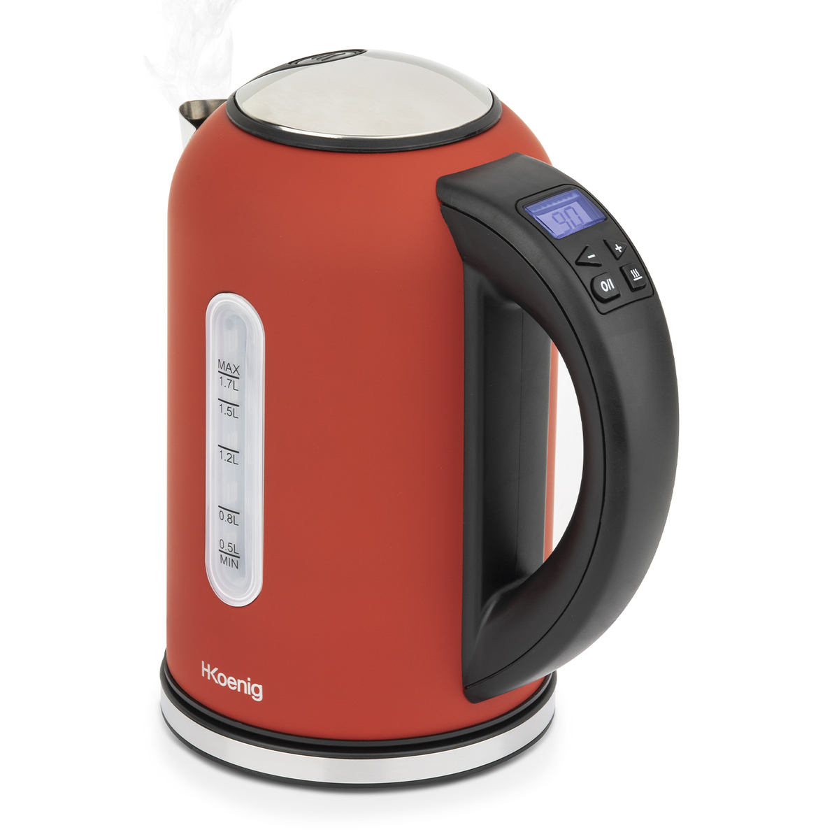Bild 3 von H.Koenig BOE54 Elektrischer Wasserkocher, programmierbar, Edelstahl, 1,7 l, Rot, 2200 W, Thermostat