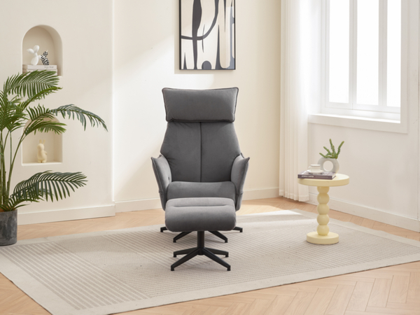 Bild 4 von Happy Home gepolsteter Relaxsessel mit Hocker HWP60-DGR dunkelgrau