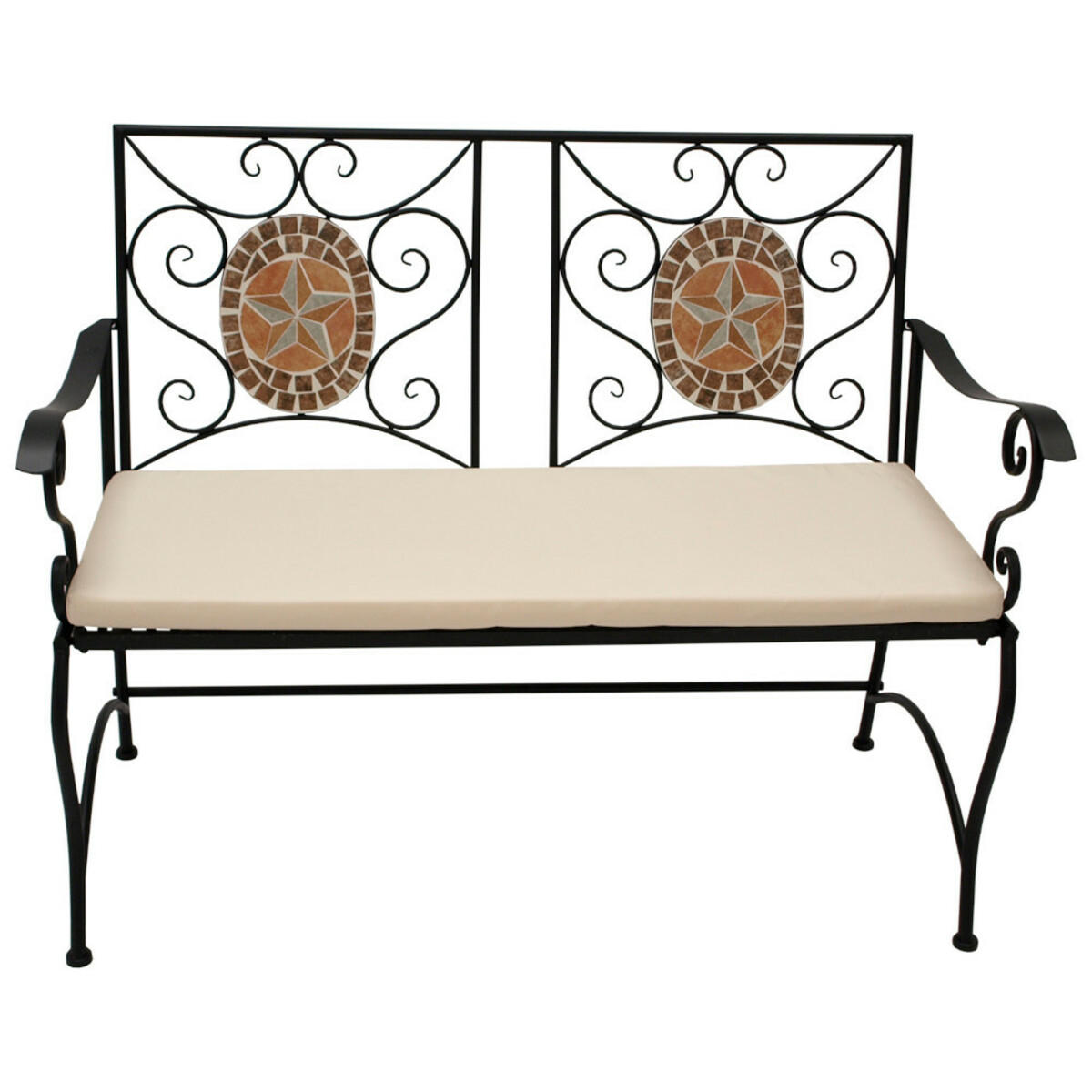 Bild 1 von Gartenbank 2-Sitzer mit Eisengestell und Mosaik-Verzierung in Terracotta