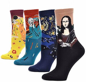 LJ Sport Herren Socken Kunst Weihnachten Geschenk Retro Malerei Serie Herren Socken Ölgemälde Socken (78171)