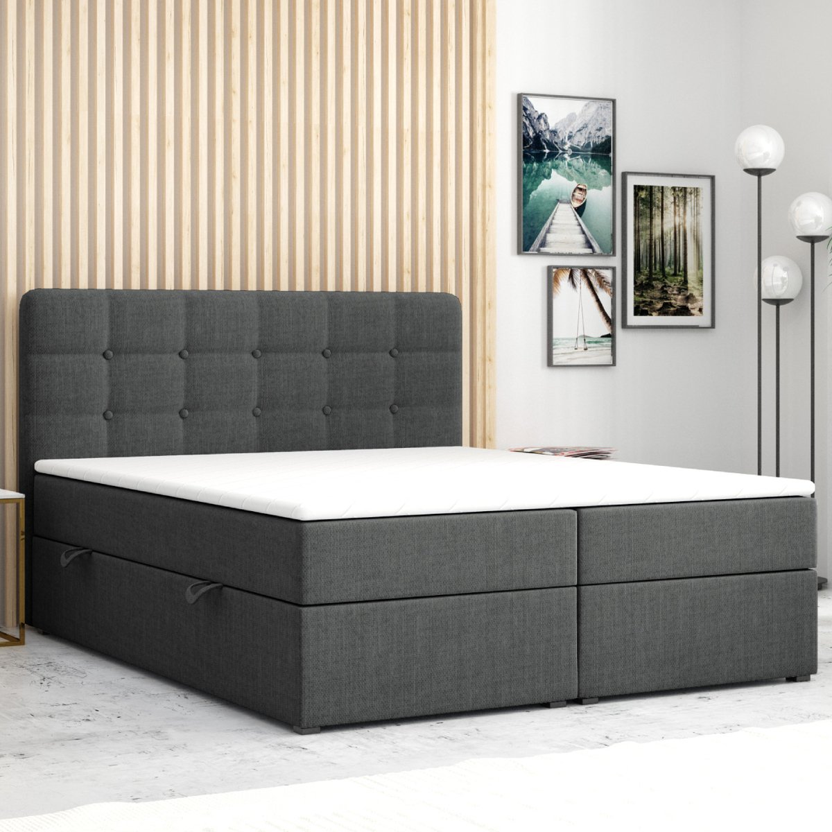 Möbel Punkt Boxspringbett PRAG Chesterfield Optik mit Bettkasten 180