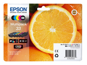 EPSON »33« Orange Multipack Tintenpatronen Schwarz/Photo schwarz/Cyan/Magenta/Gelb