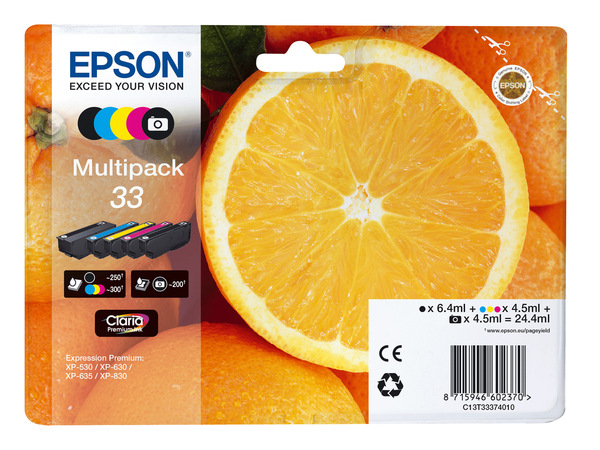 Bild 1 von EPSON »33« Orange Multipack Tintenpatronen Schwarz/Photo schwarz/Cyan/Magenta/Gelb