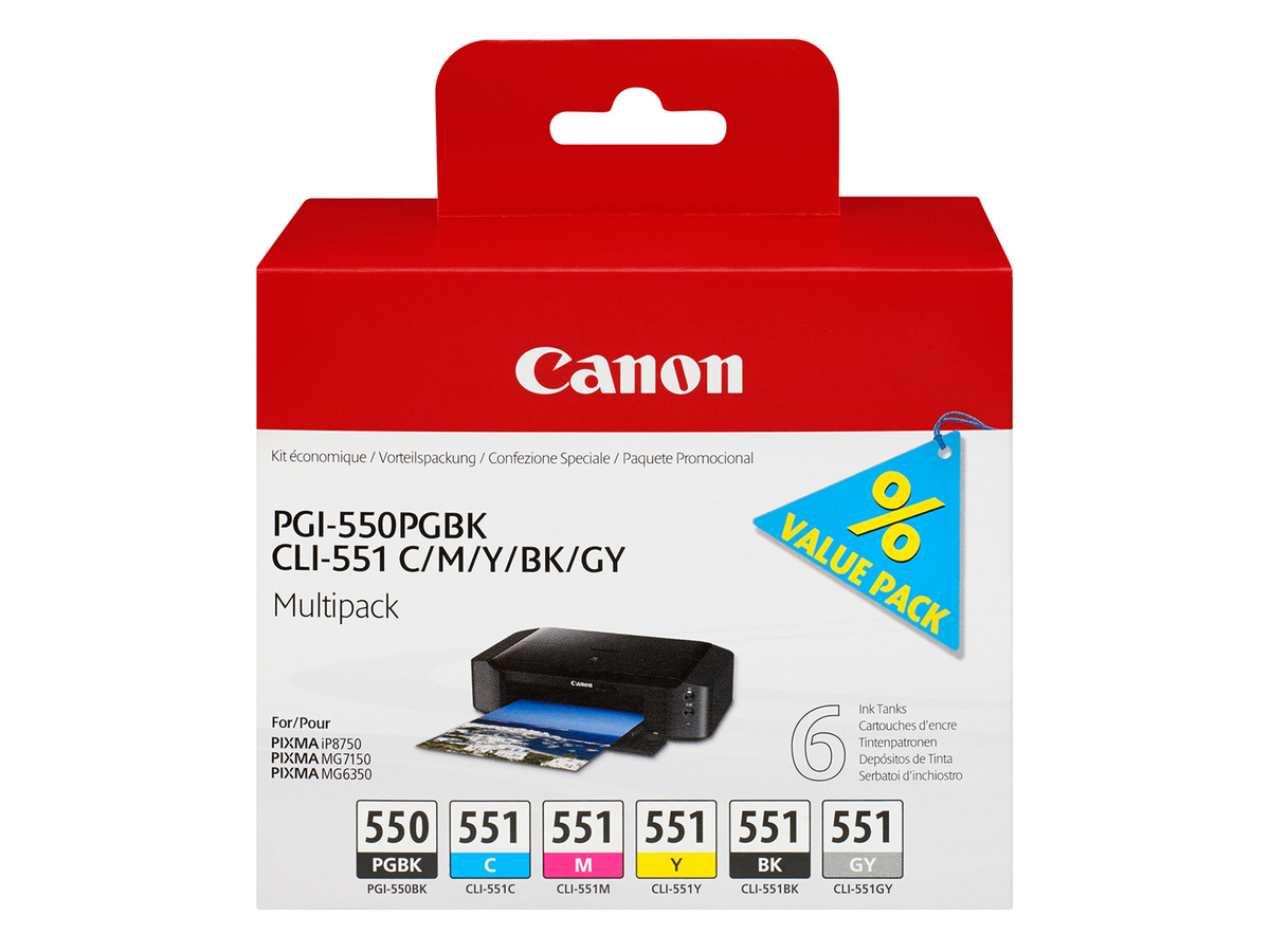 Bild 1 von Canon »PG-550/CLI-551« Multipack Tintenpatronen Schwarz/Pigment schwarz/Cyan/Magenta/Gelb