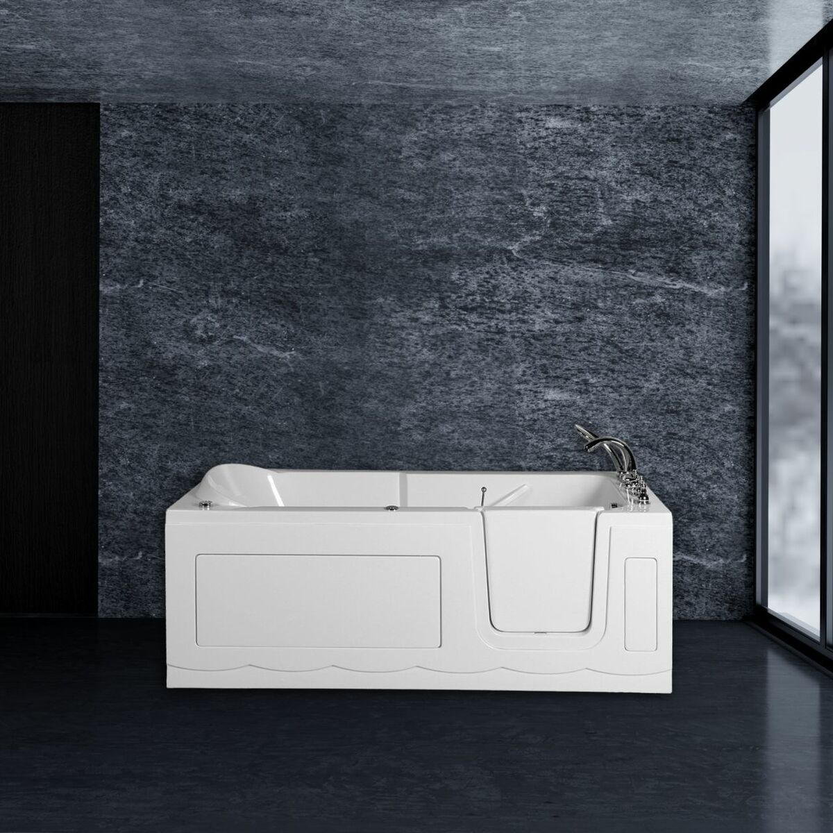 Bild 1 von PureHaven Seniorenbadewanne 170x75 cm Sitz- und Whirlpool mit Massagedüsen integrierte Tür für leich