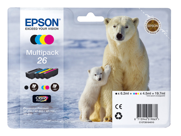 Bild 1 von EPSON »26« Eisbär Multipack Tintenpatronen Schwarz/Cyan/Magenta/Gelb