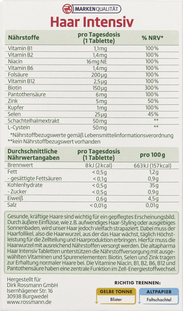 Bild 1 von altapharma Haar Intensiv