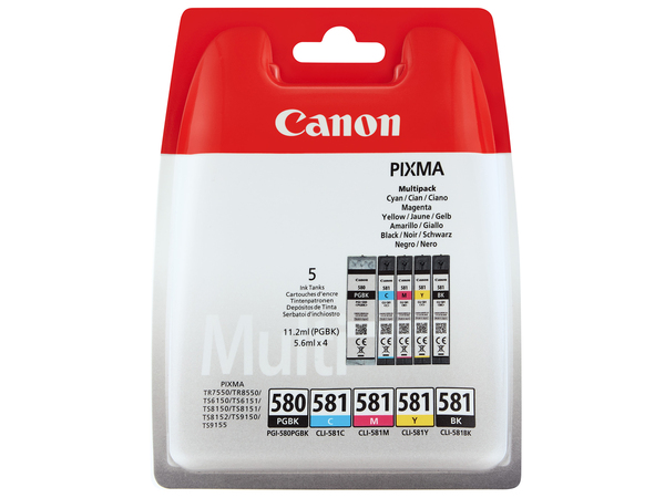 Bild 1 von Canon »PGI-580/CLI-581« Multipack Tintenpatronen Schwarz/Pigment schwarz/Cyan/Magenta/Gelb