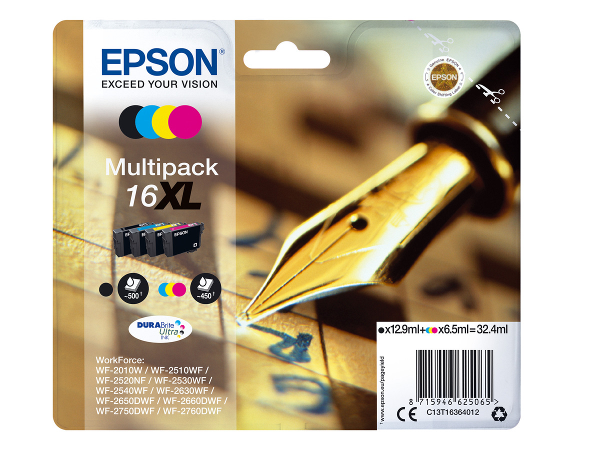 Bild 1 von EPSON »16 XL« Füller Multipack Tintenpatronen Schwarz/Cyan/Magenta/Gelb